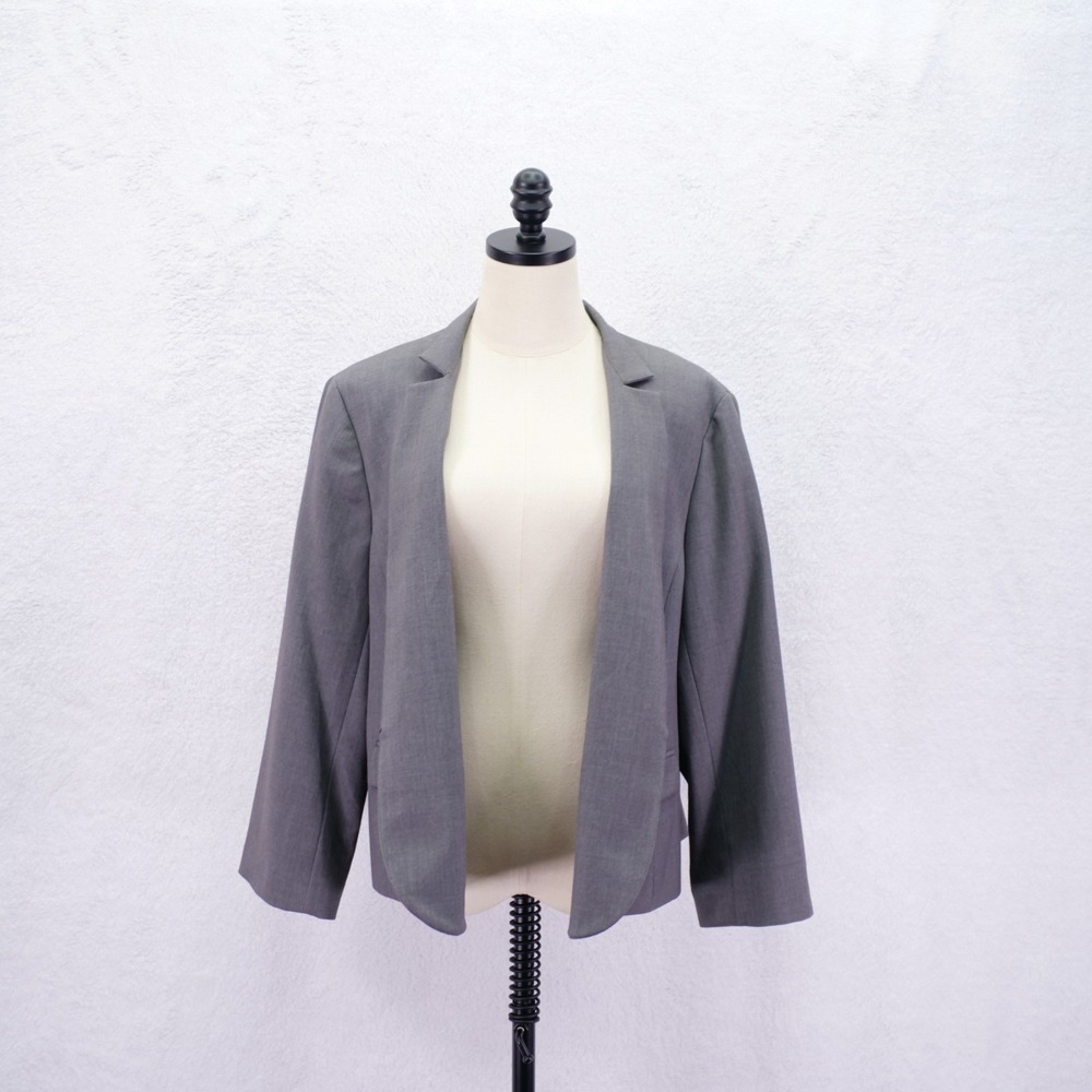 Nine West -16W- Gray‎ No Button Lined Cotton Blazer Notch Lapel